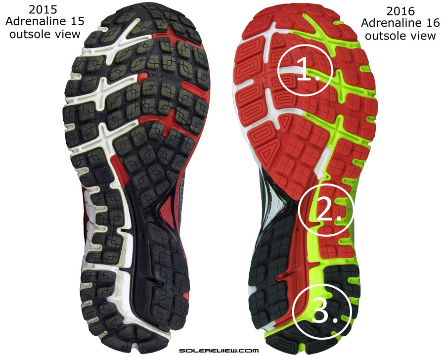 difference between brooks adrenaline 15 and 16