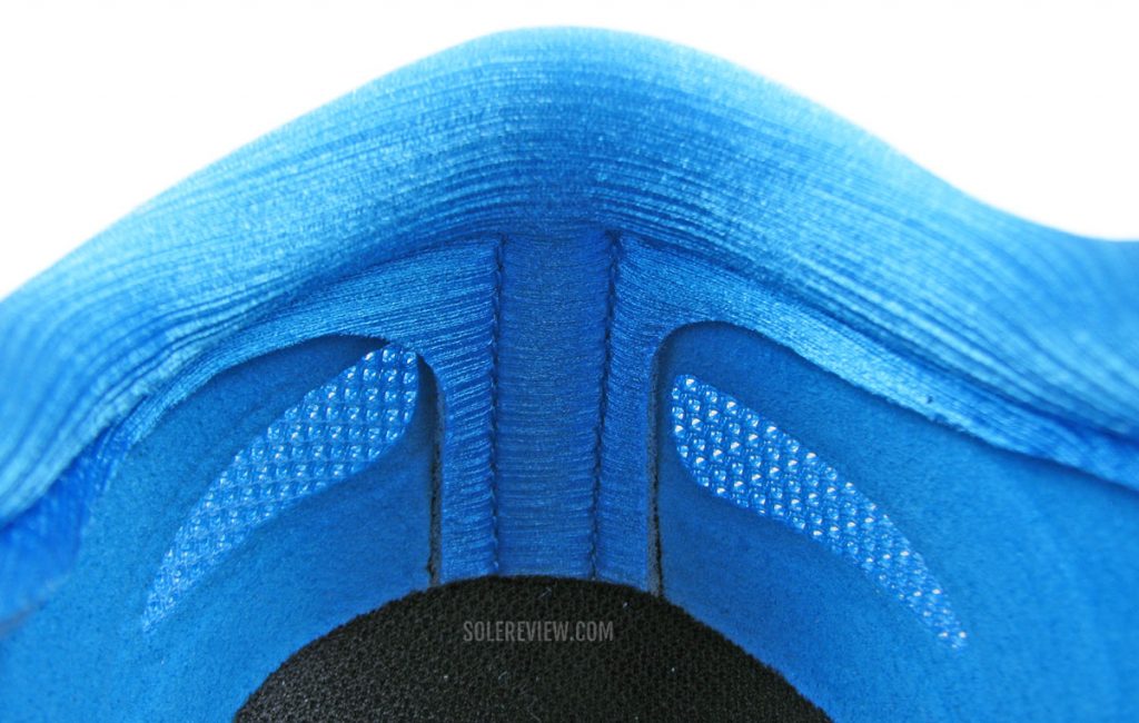 The heel collar of the Asics Metaracer