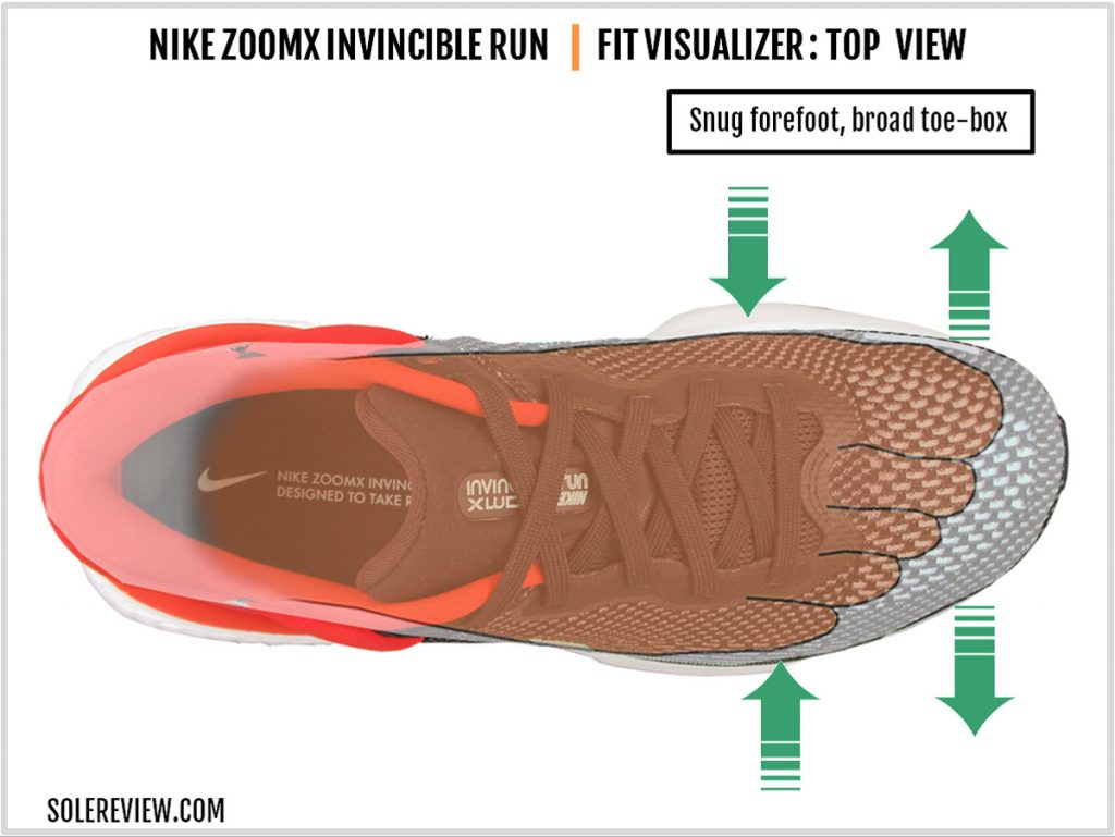 The upper fit of the Nike ZoomX Invincible Run Flyknit