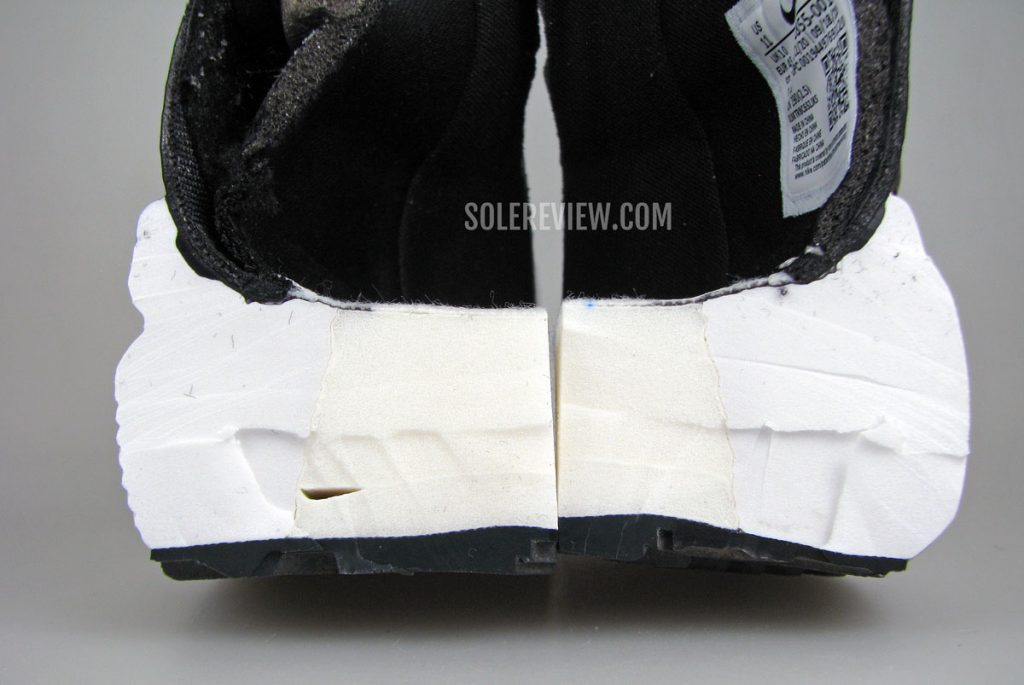 Nike Vomero 15 midsole cut into half