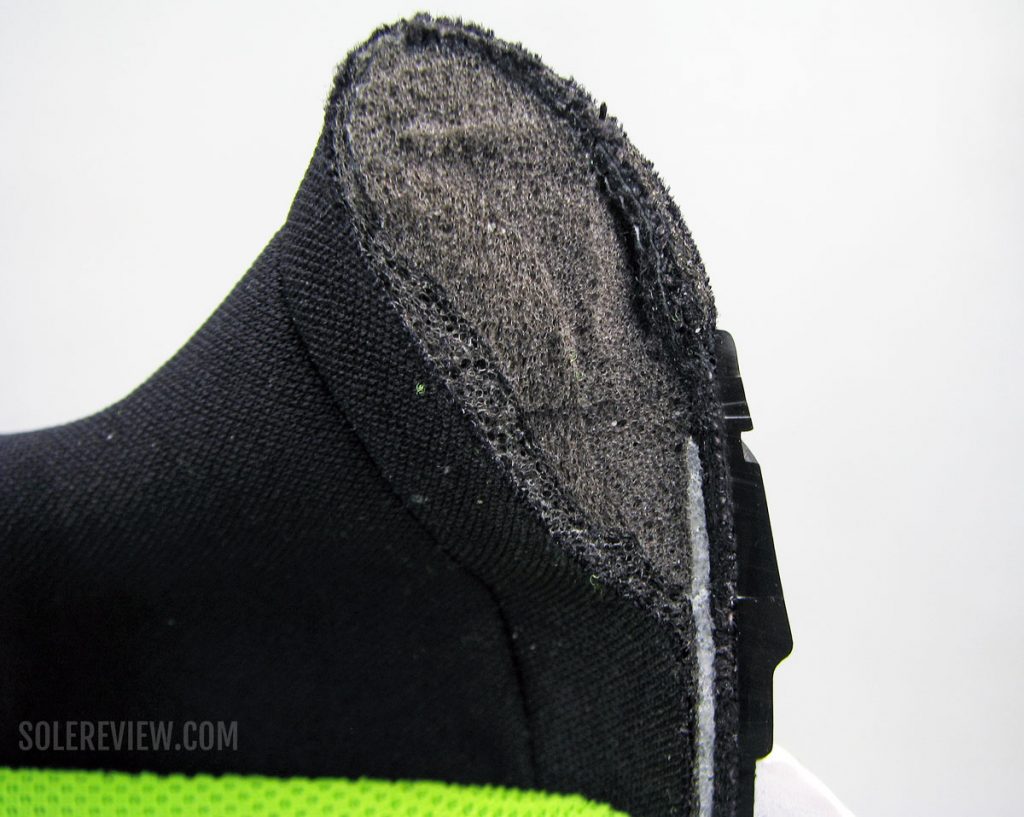 Nike Vomero 15 heel collar cut into half
