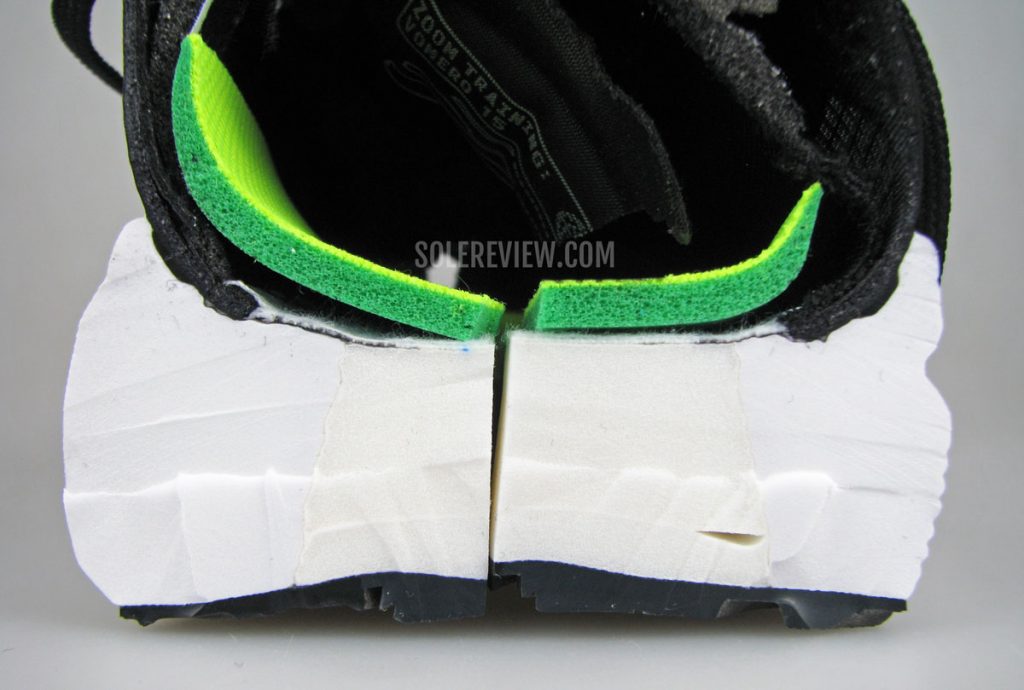 Nike Vomero 15 midsole and insole cut into half