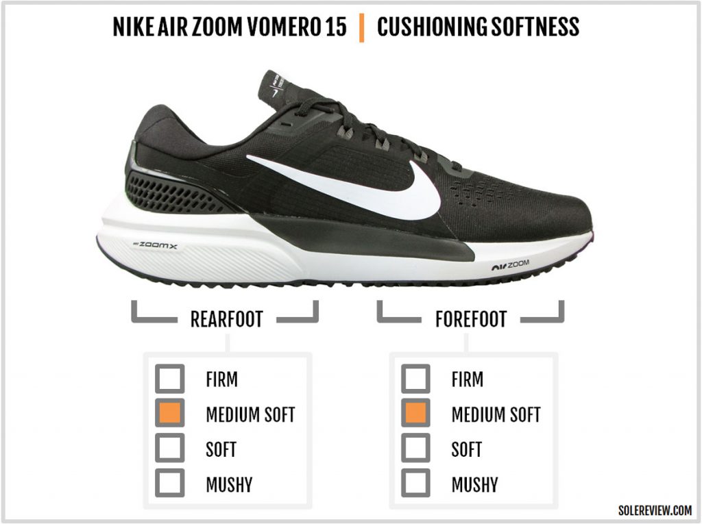 Cushioning softness of Nike Air Zoom Vomero 15