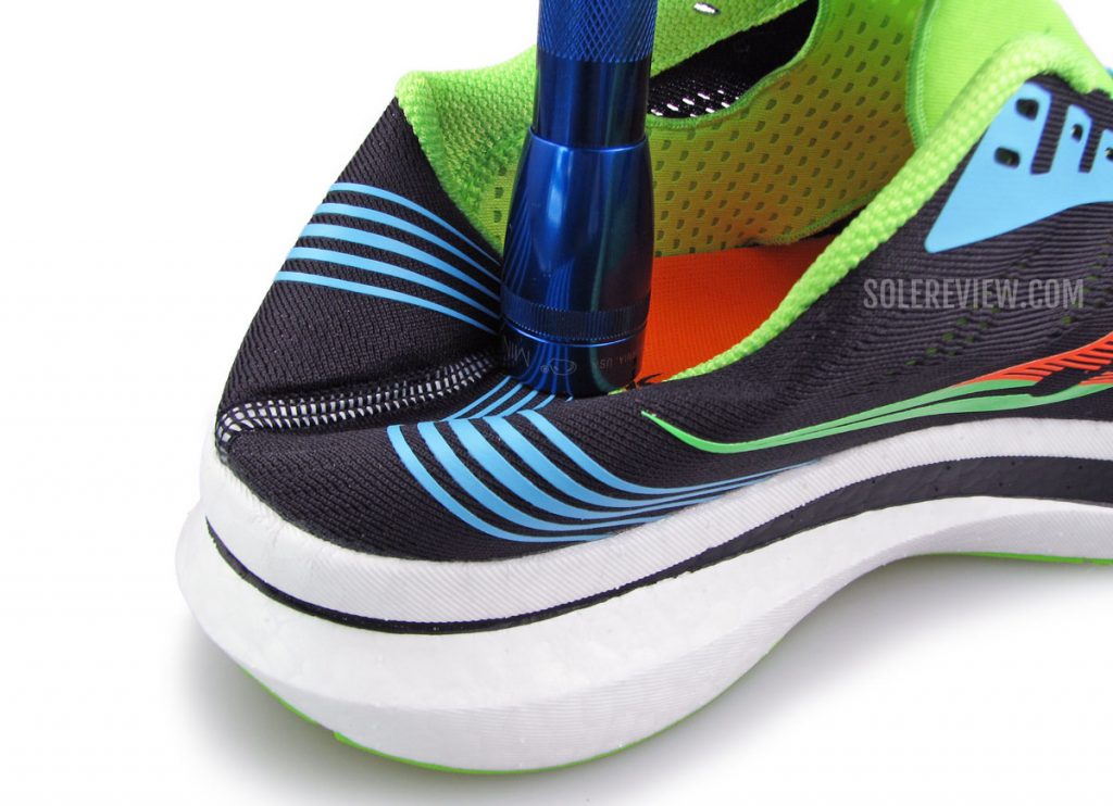 The collapsible heel of the Saucony Endorphin Pro