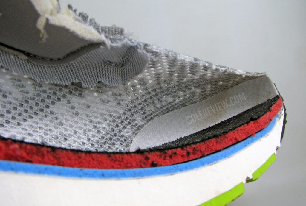 The cross section of the Asics Kayano Lite.