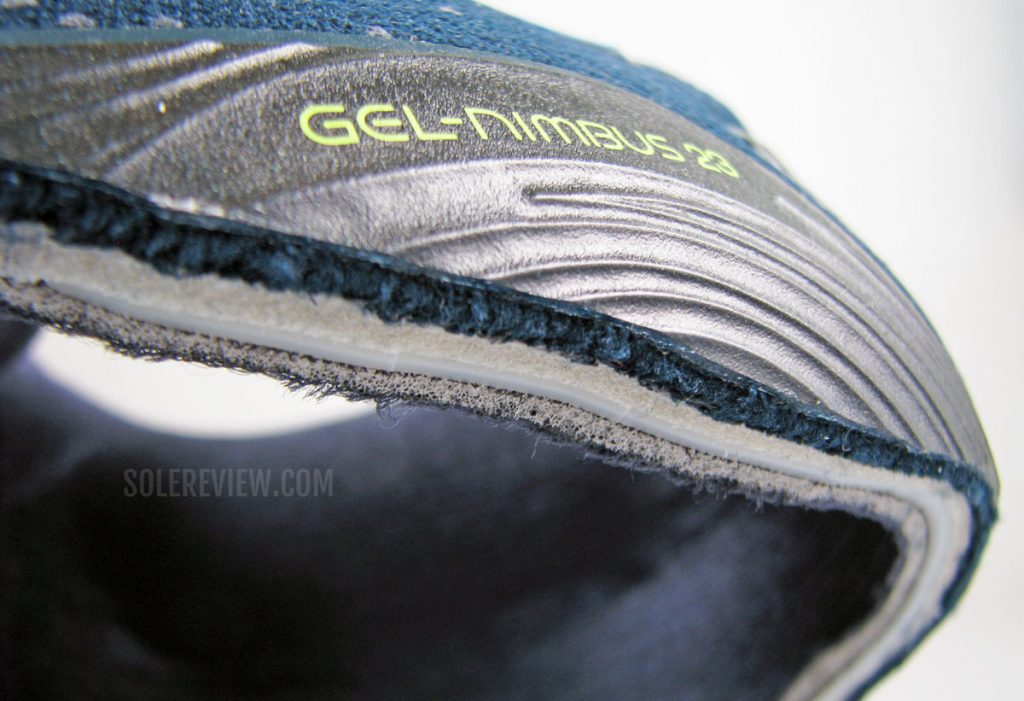 The different layers of the Asics Nimbus 23's upper.