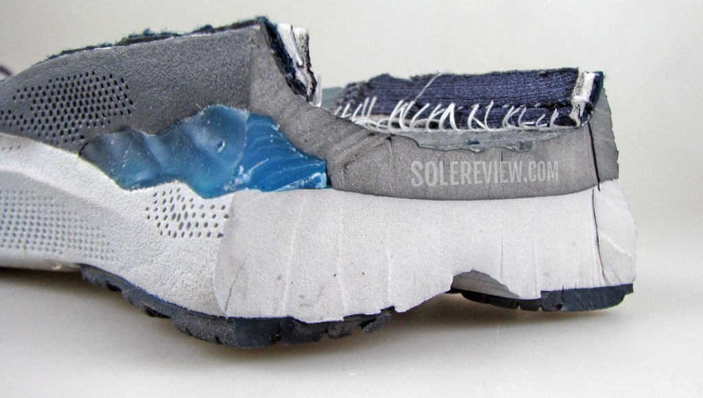 The cross section of the Asics Nimbus 23's midsole.