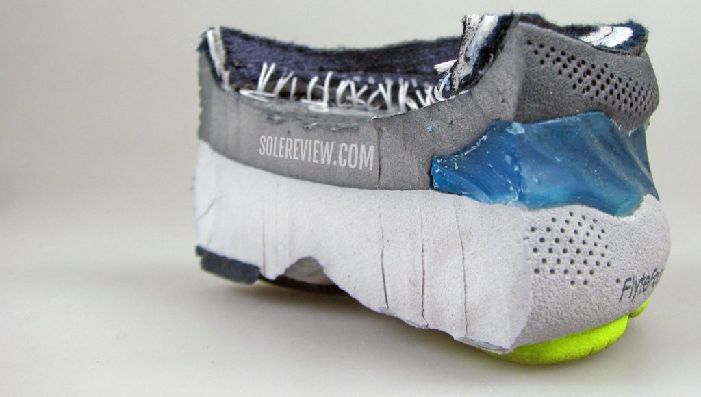 Inside the midsole heel of the Asics Nimbus 23.