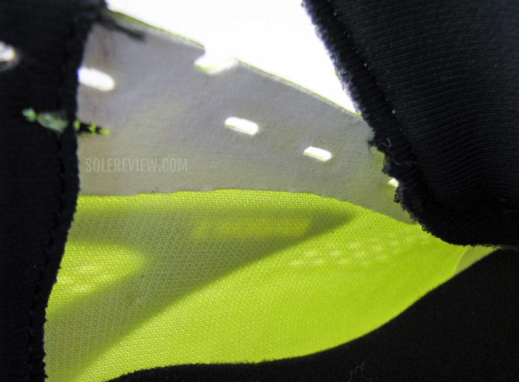 The reinforced lacing panel of the Brooks Launch 8.