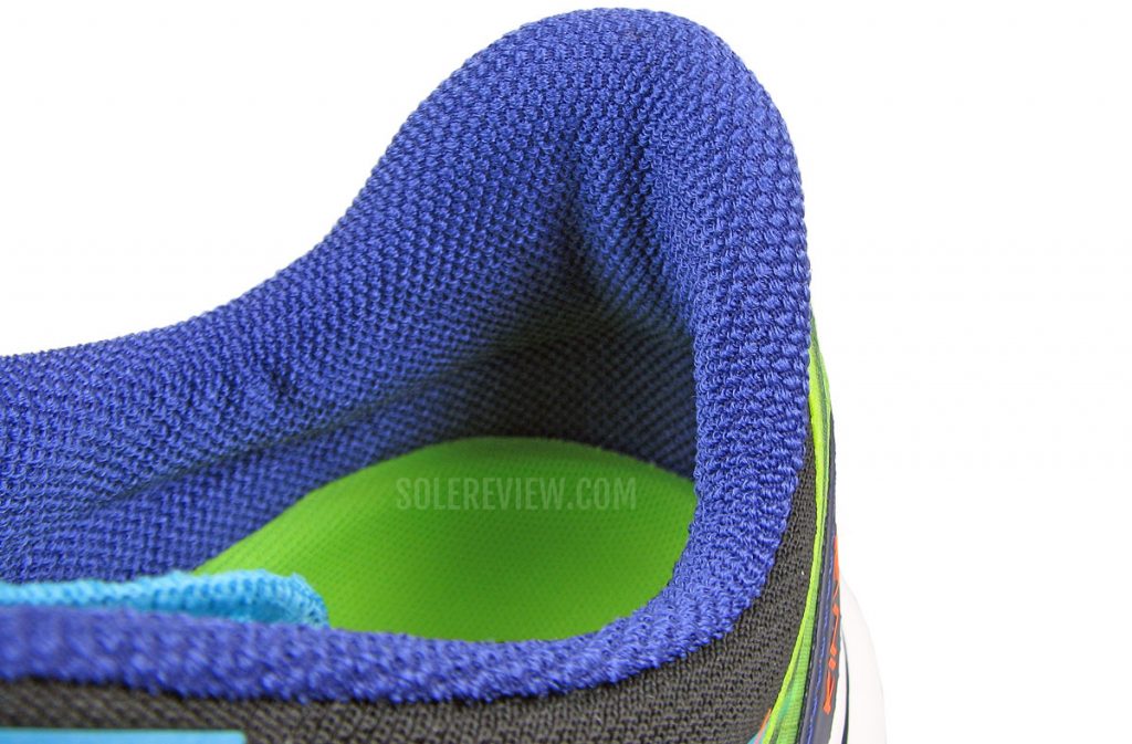 The soft heel collar of the Saucony Kinvara 12.