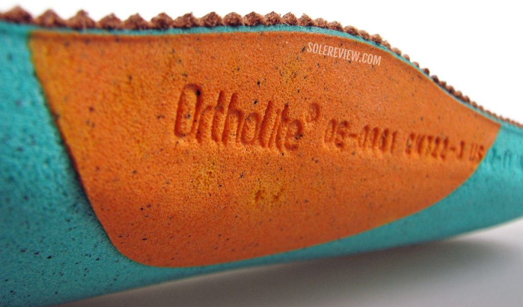 The Ortholite arch support of the Clarks Un Tailor Tie's insole.