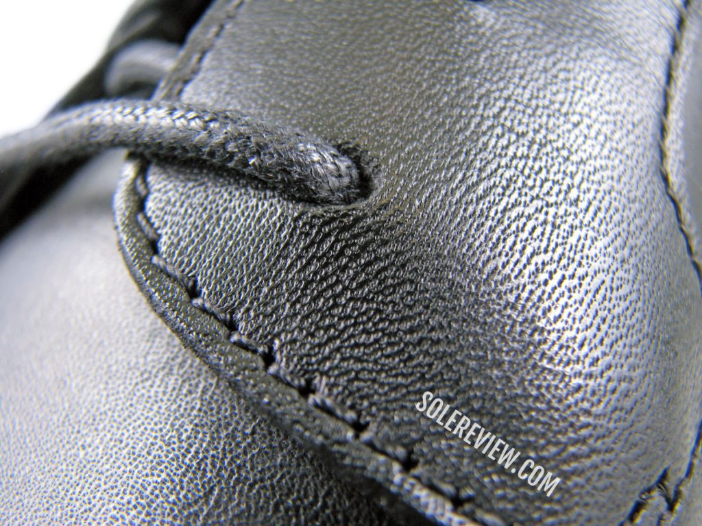 The corrected top-grain leather on the Clarks Un Tailor Tie.