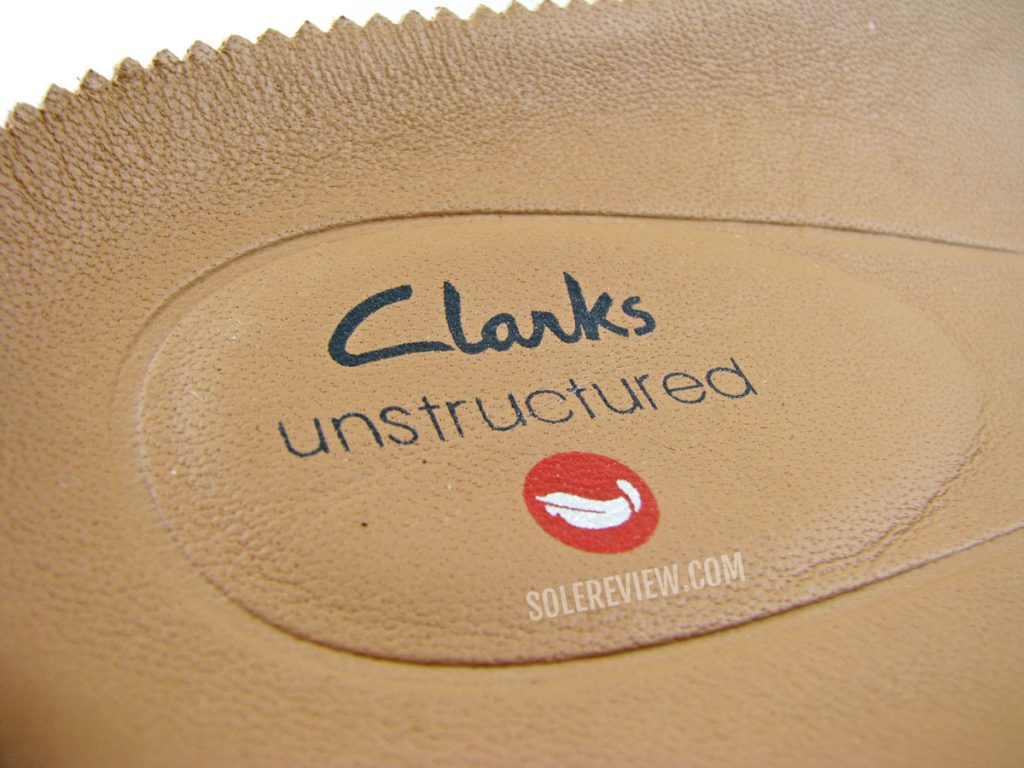 The padded insole of the Clarks Un Tailor Tie.