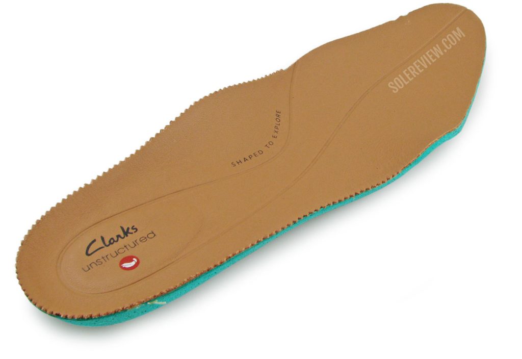 The leather covered insole of the Clarks Un Tailor Tie.