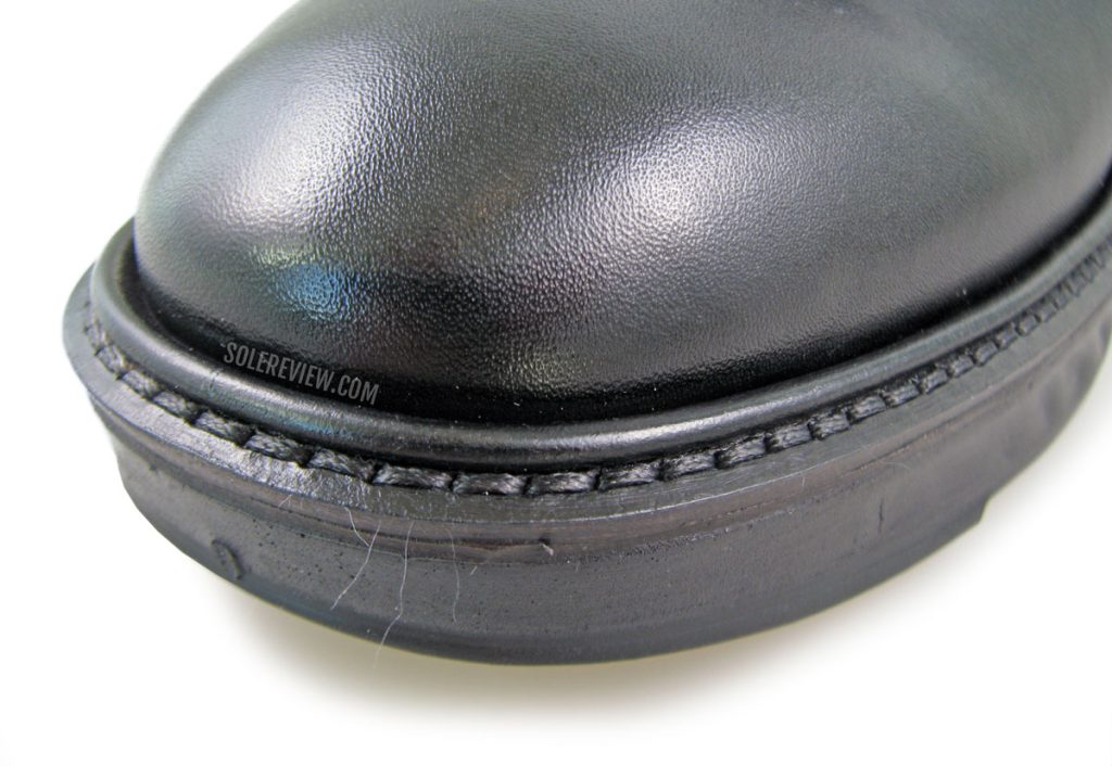 The welted upper of the Ecco ST1 Hybrid Gore-Tex.