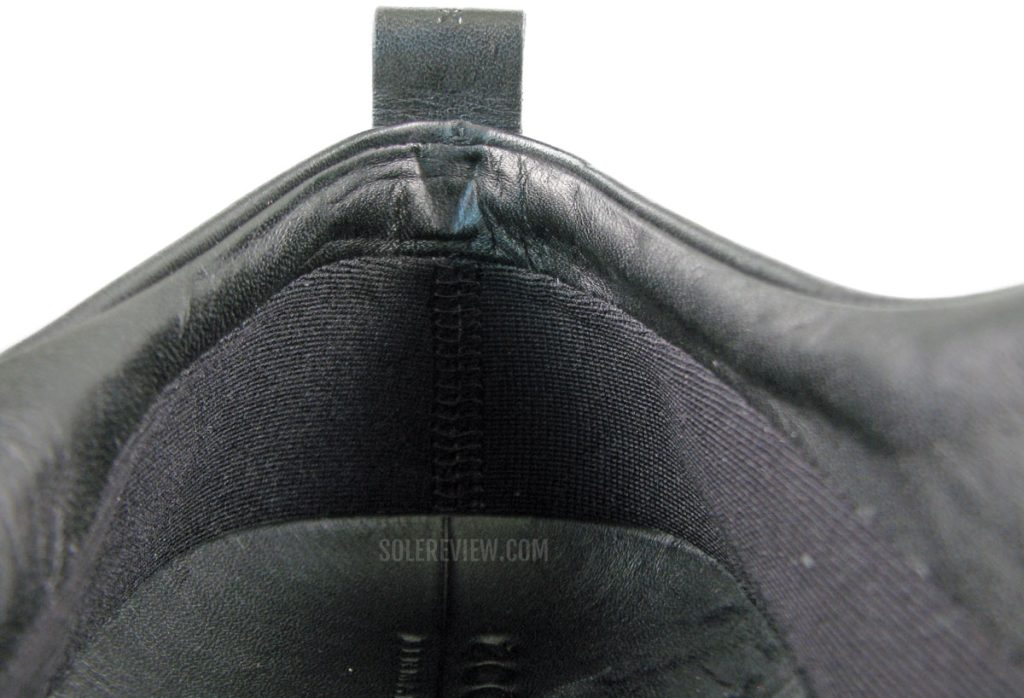 The padded heel of the Ecco ST1 Hybrid Gore-Tex.