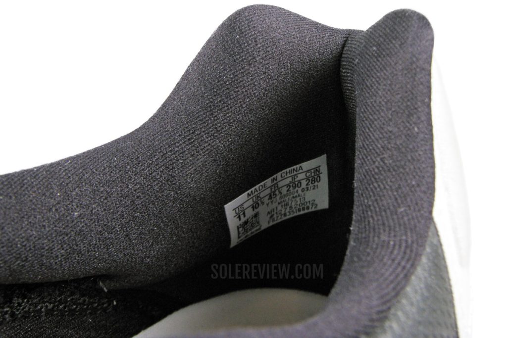 The heel collar of the adidas adizero Boston 10.