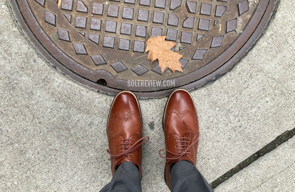 The Cole Haan Originalgrand Wingtip Oxford on the streets.