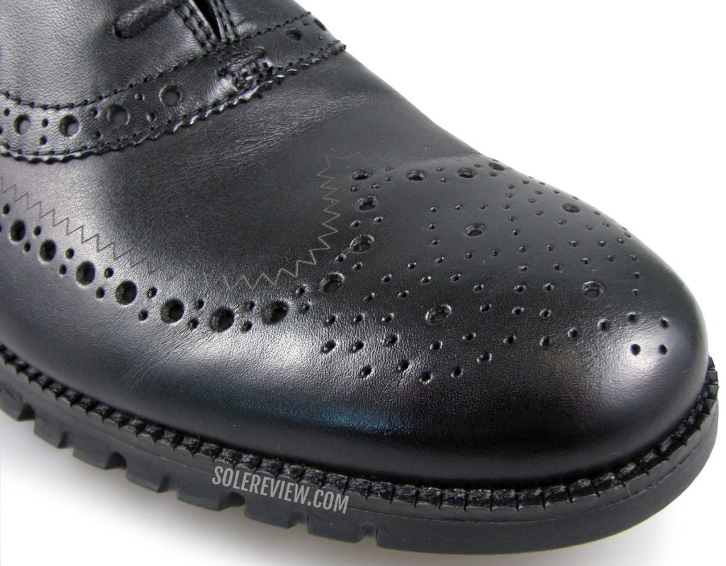 The perforated toe-box of the Cole Haan Zerogrand Wingtip Oxford
