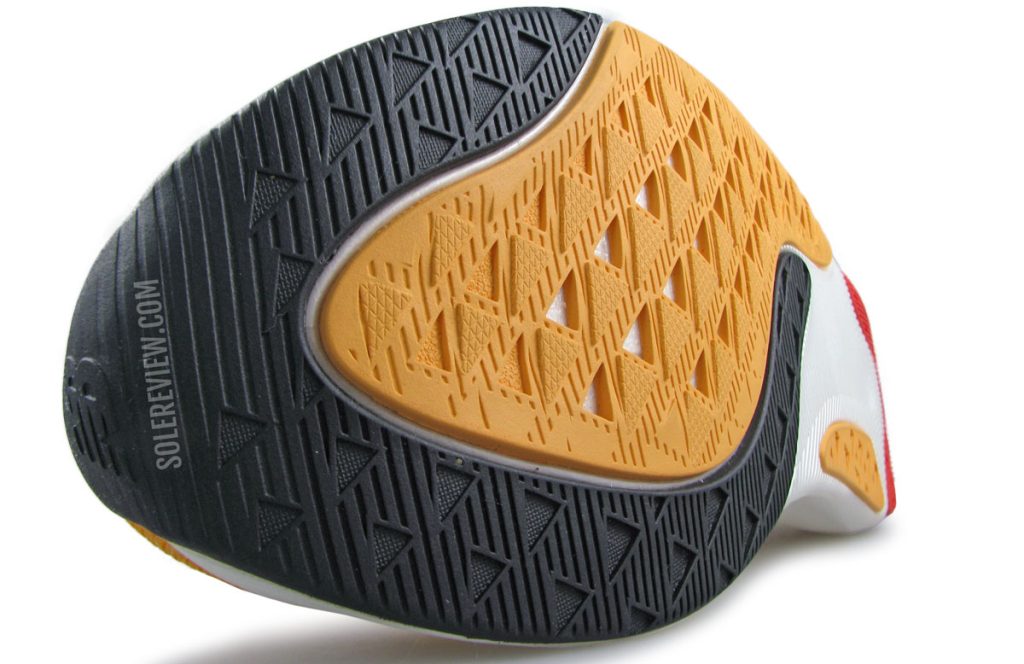 The forefoot outsole of the New Balance Fuelcell Rebel V2.