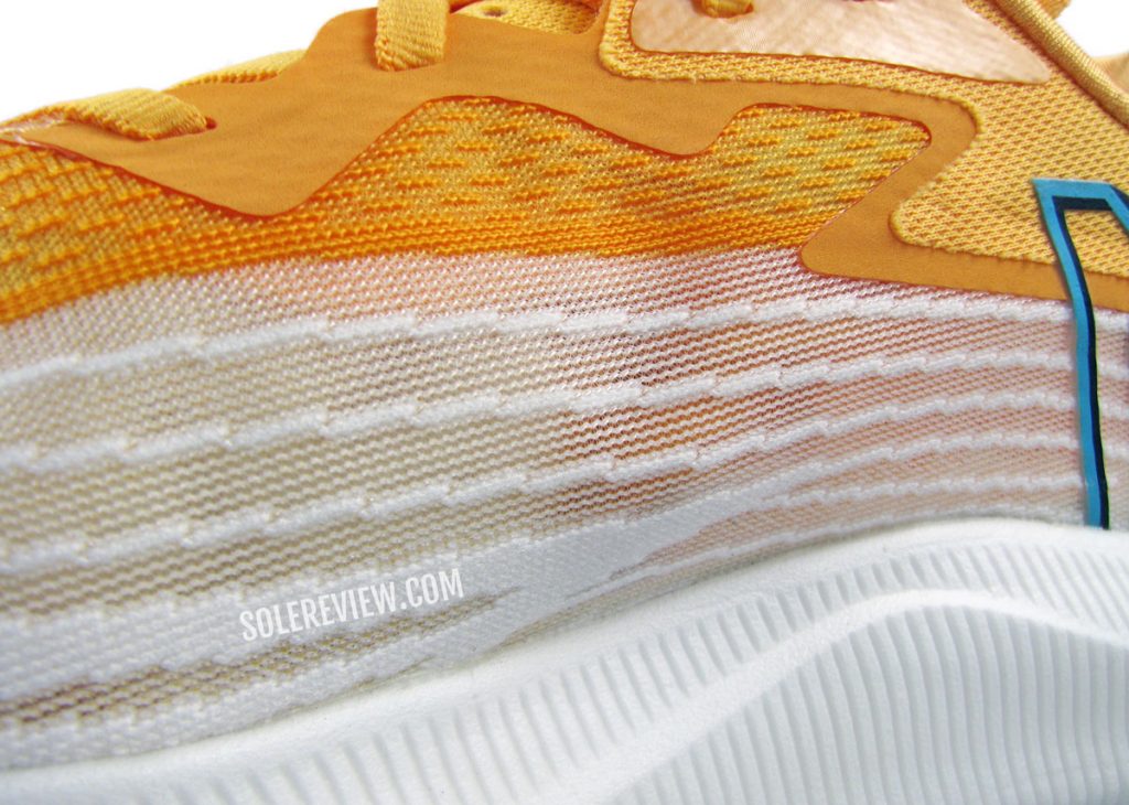 Best running shoes for heel strikers 35 The mesh of the New Balance Fuelcell Rebel V2.