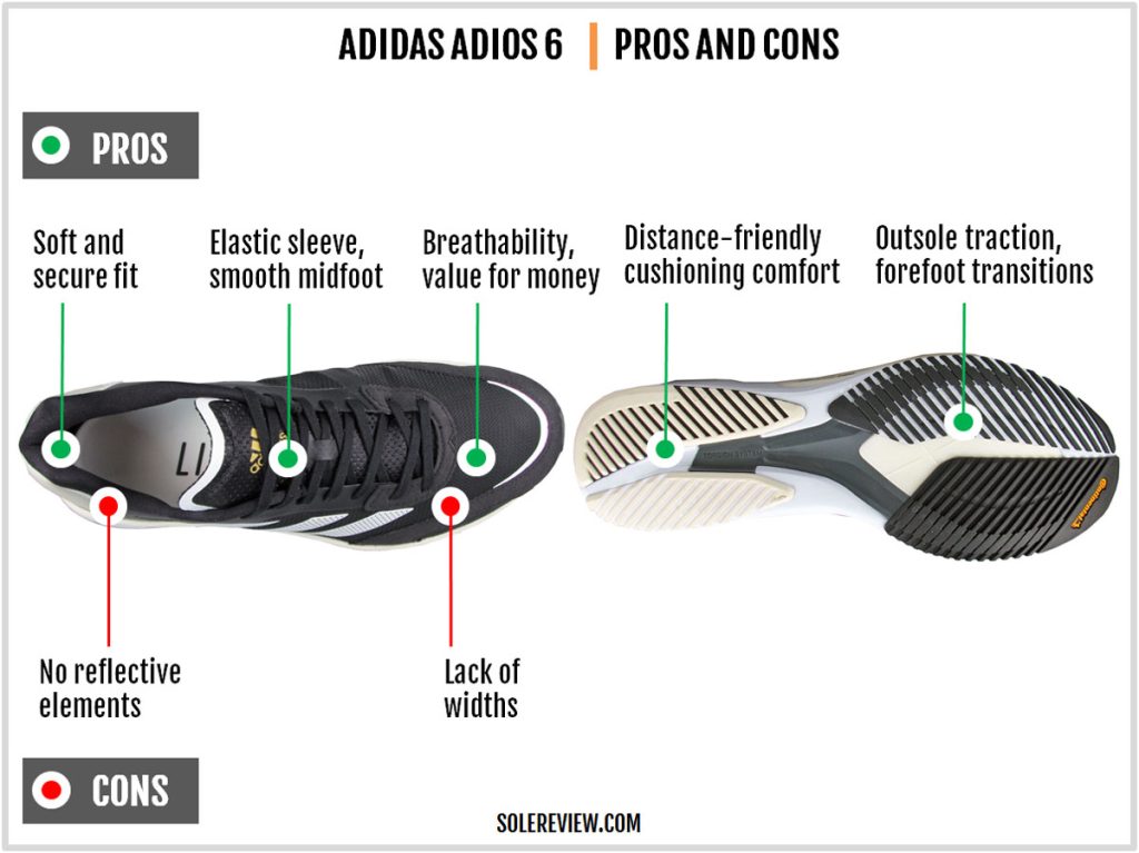 The pros and cons of the adidas adios 6.
