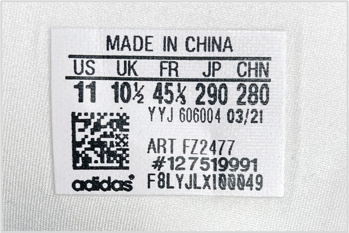 adidas size chart