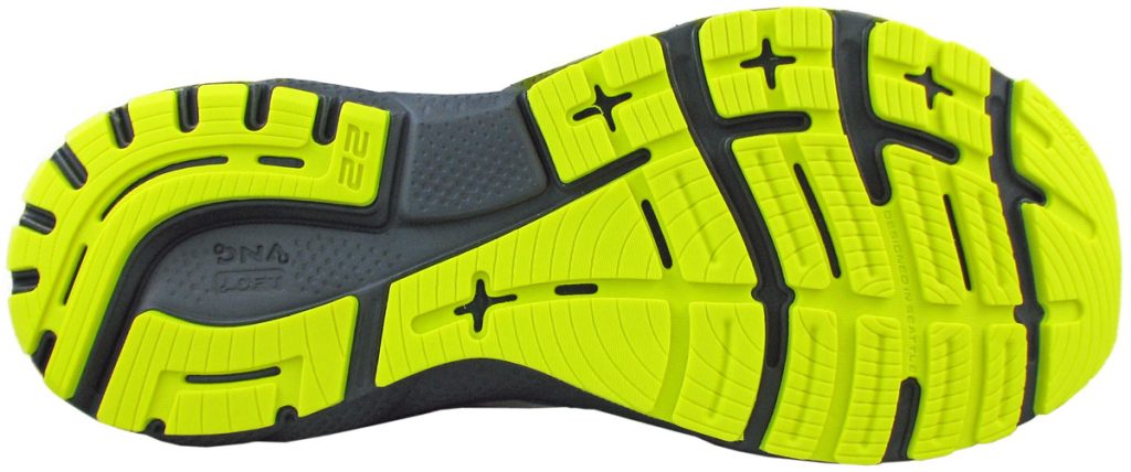 The outsole of the Brooks Adrenaline GTS 22.