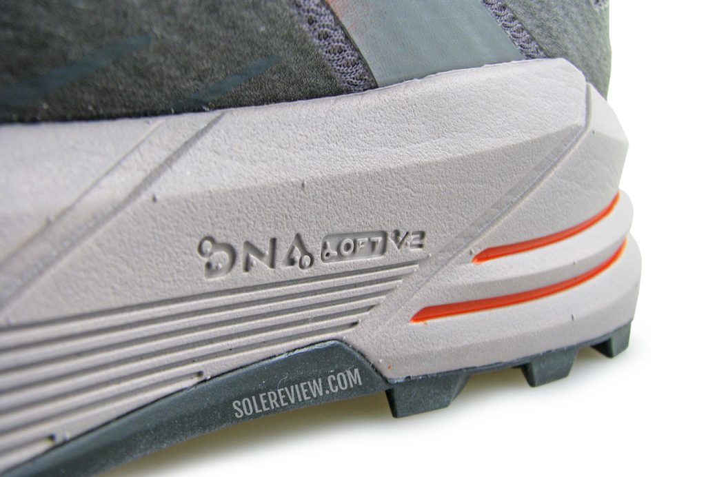 The DNA Loft midsole of the Brooks Cascadia 16.