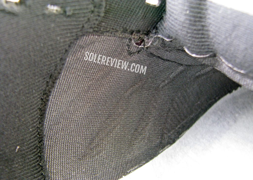 The inner lining of the Brooks Cascadia 16 Gore-Tex.