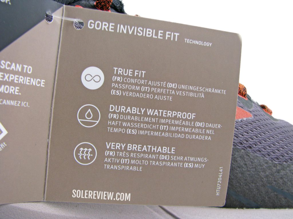 The Gore_Tex Invisible fit on the Brooks Cascadia 16.