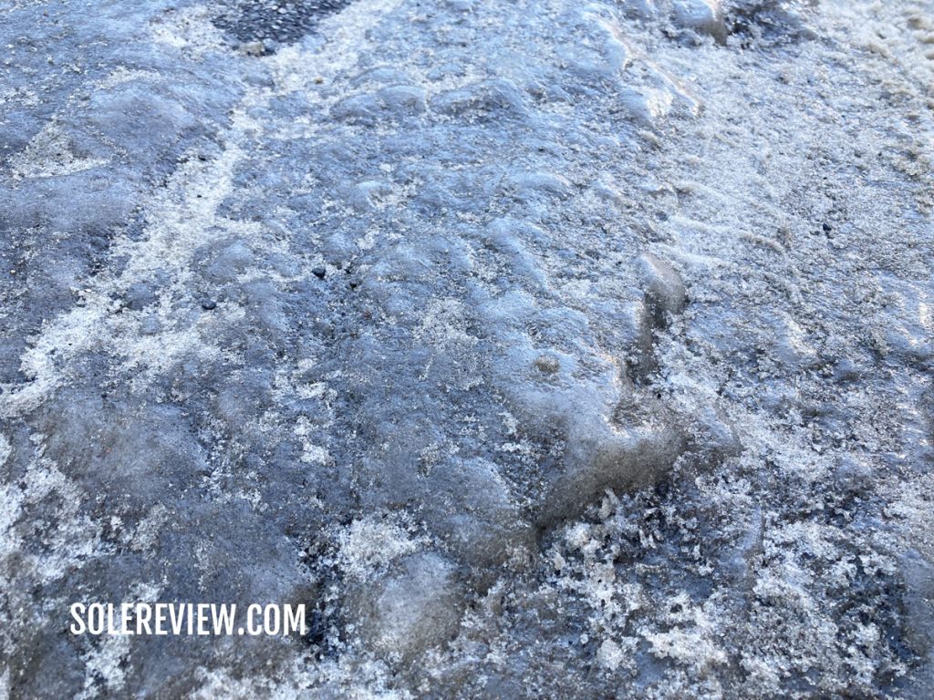 Slippery ice on road