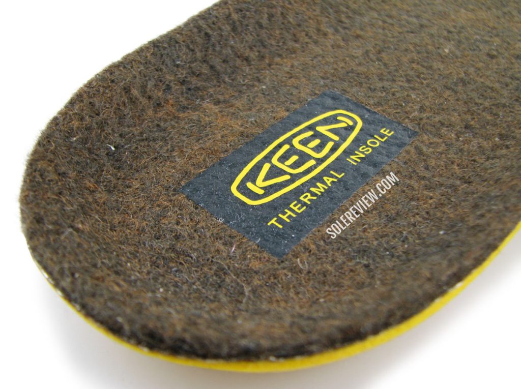 The thermal insole of the Keen Revel IV EXP Polar Mid boot.