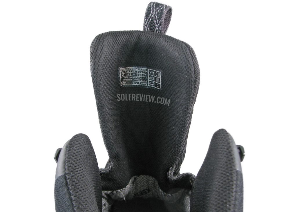 The tongue flap of the Keen Revel IV EXP Polar Mid boot.