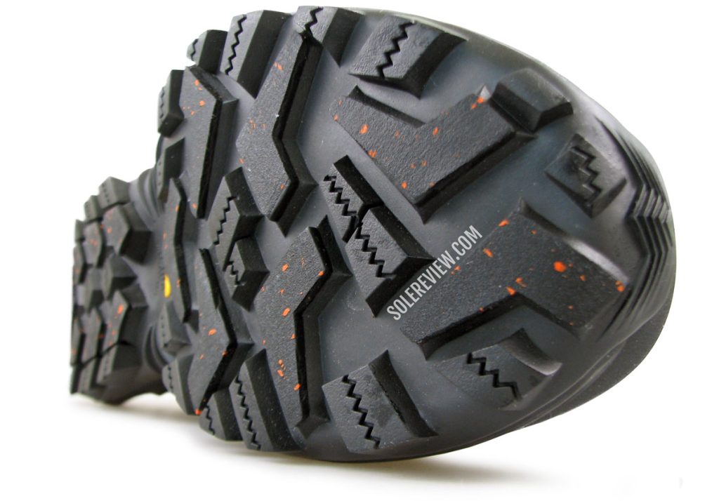 The Vibram Arctic grip outsole of the Merrell Thermo Overlook 2 boot.