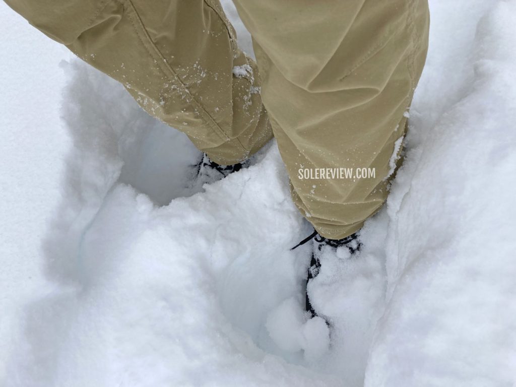 The Merrell Thermo Overlook 2 boot in deep snow.