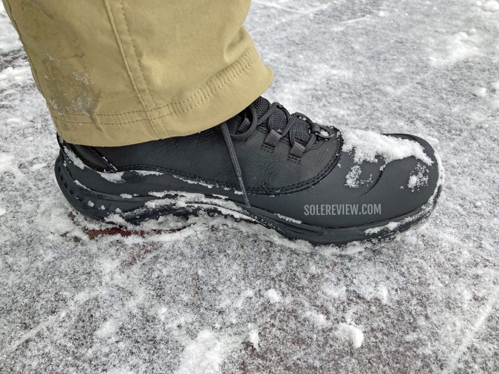 The Merrell Thermo Overlook 2 boot on snow.