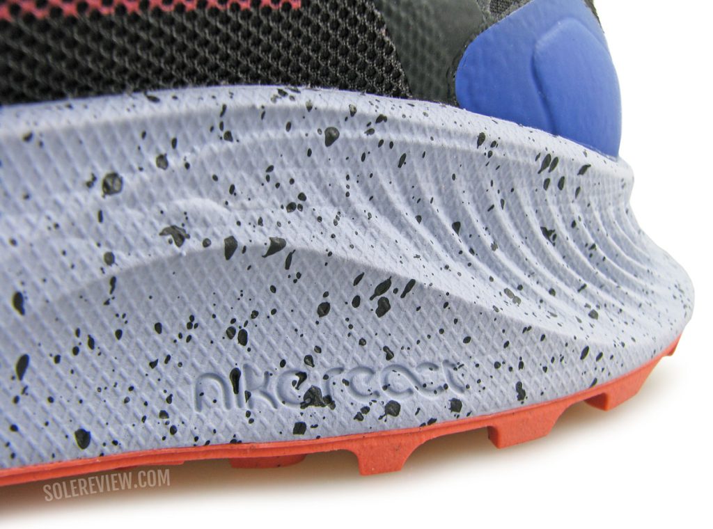 The React foam midsole of the Nike Pegasus Trail 3.