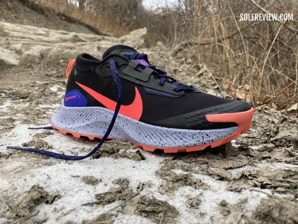 The Nike Pegasus Trail 3 on trails.