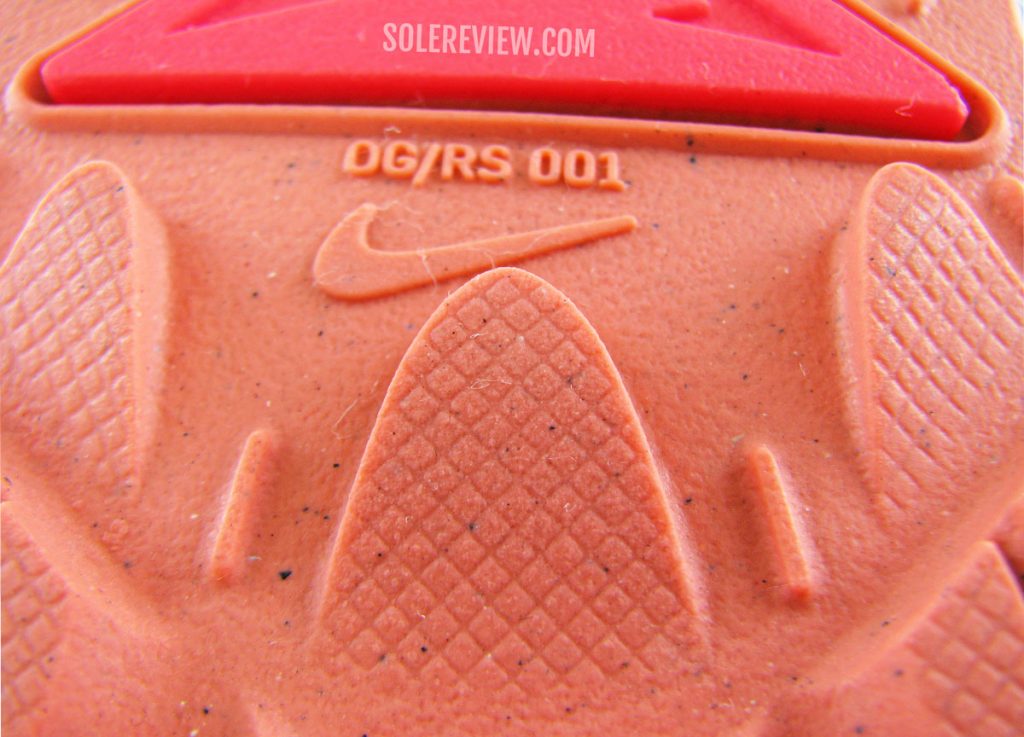 The outsole rubber of the Nike Pegasus Trail 3.