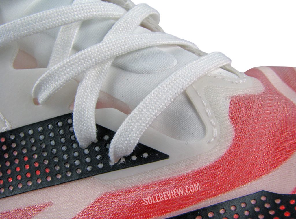 The laces of the adidas adizero adios Pro 2.