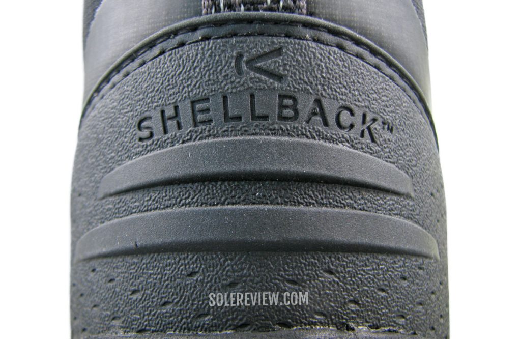 The rubber heel of the Keen Revel IV EXP Polar Mid boot.
