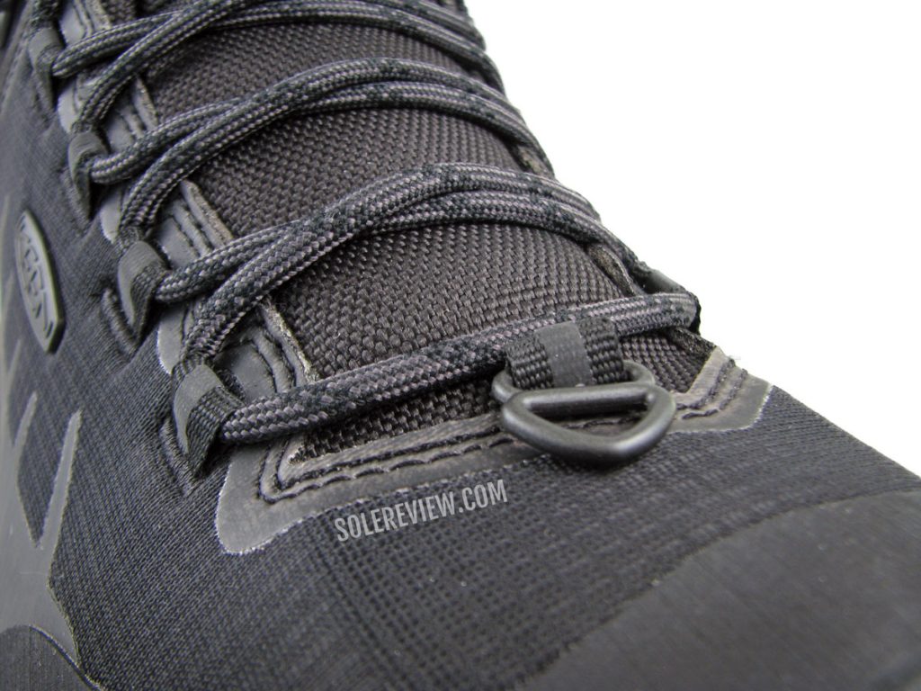 The gaiter loop of the Keen Revel IV EXP Polar Mid boot.