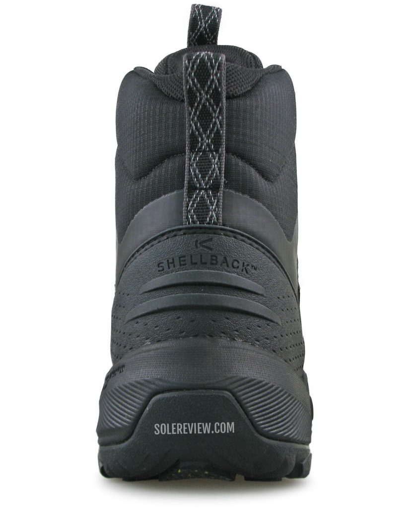 The heel view of the Keen Revel IV EXP Polar Mid boot.