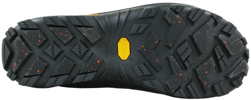 The Vibram Arctic Grip outsole of the Merrell Thermo Overlook 2 Mid.