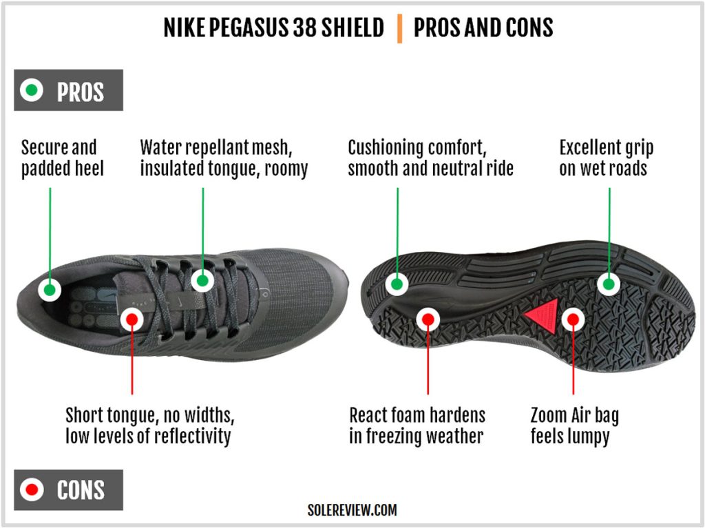 The pros and cons of the Nike Pegasus 38 Shield.