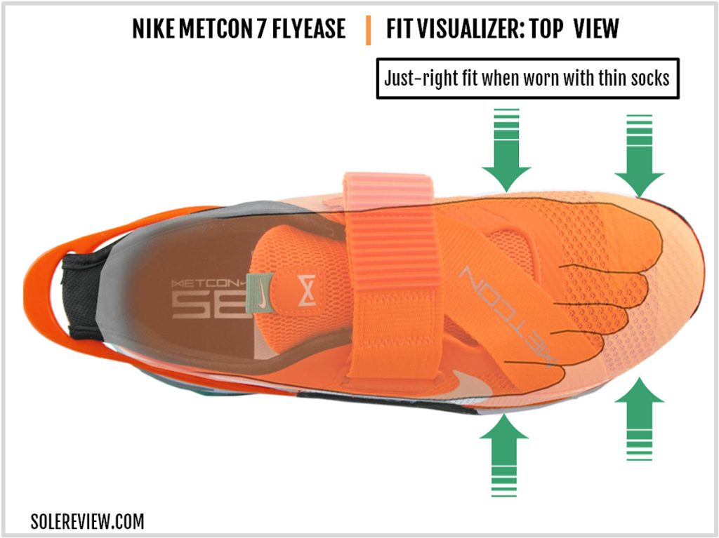 The upper fit of the Nike Metcon 7 Flyease.