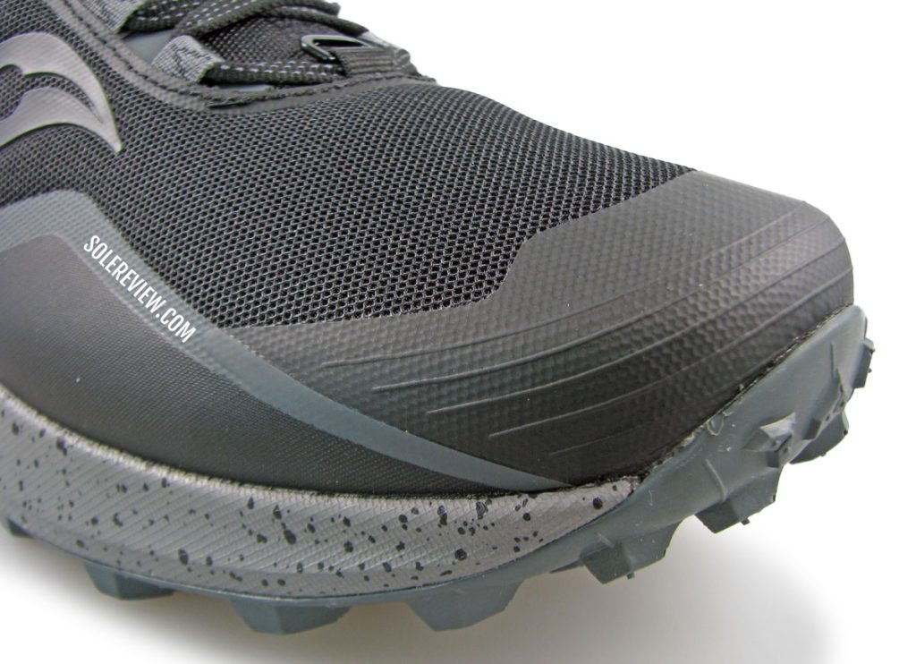 The fused toe-bumper of the Saucony Peregrine 12.