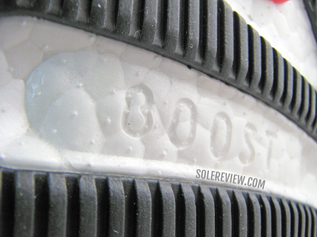 The Boost foam midsole of the adidas Solarglide 5.