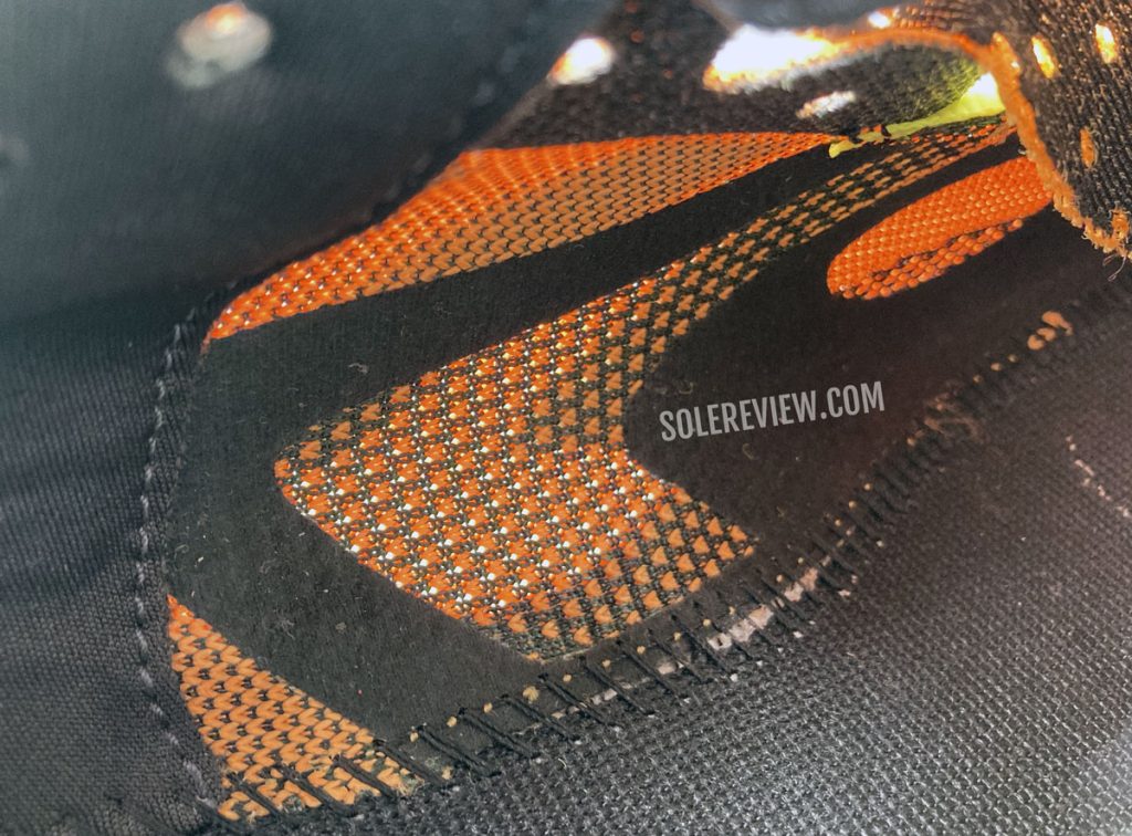 The inner lining of the adidas Solarglide 5.